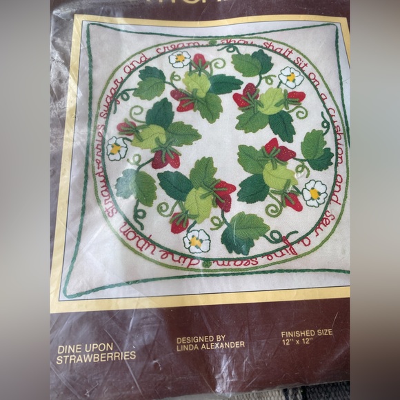 New in Bag Sunset Stitchery Dine upon Strawberries kit! - Picture 2 of 6